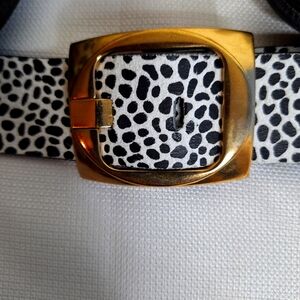 Asos brand "Wrapped Up 101 Ways" Dalmatian print plus-size belt.